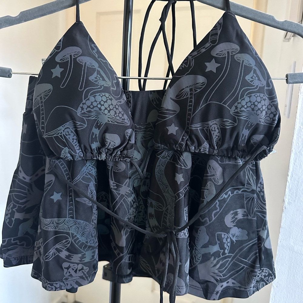 Reflective Mushroom Top and Skirt Set